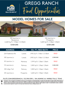 Gregg Ranch - Final Opportunities + Models for Sale
