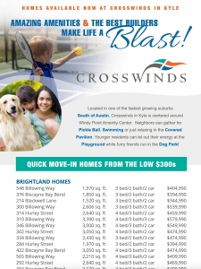 Crosswinds in Kyle – New Homes from the $300s