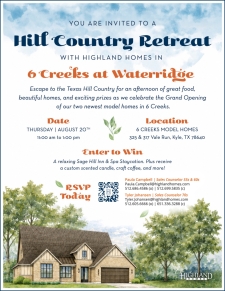 Hill Country Retreat & Model Grand Opening at 6 Creeks