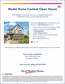 Tour Our Model Home in South Brook for the Chance to Win!