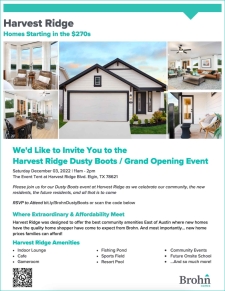 Don’t Miss This Dusty Boots/Grand Opening For The Best New Community in Elgin!
