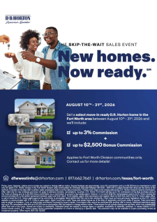 New Homes Now Ready for Agents