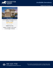 Model Home For Sale in Forney, TX