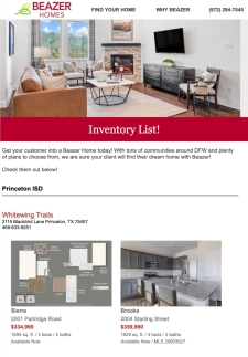 Beazer Homes Quick Move-in List