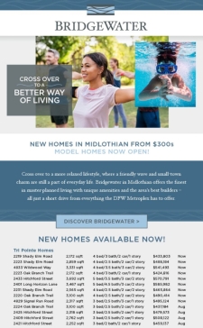 New Homes Now Available at Bridgewater in Midlothian