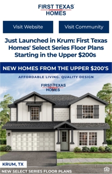 Now Selling in Krum! New Homes from the Upper $200s – Realtor Opportunities Available