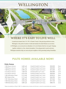 Pulte Homes Now Available at Wellington in Tarrant County