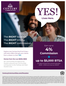 4% Commission Plus Up to $5,000 BTSA on Select Homes