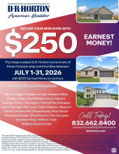 $250 Earnest Money in Northeast Houston