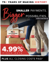 4.99% Fixed rate + Closing Costs Paid
