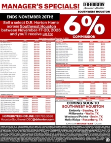 1 Day Left! 6% Commission on SW Houston Homes