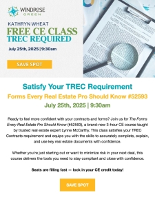 ✅ TREC Contracts Credit—Covered in This 3-Hour Class!