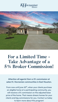 Earn 5% Commission at Select Communities in East Houston!