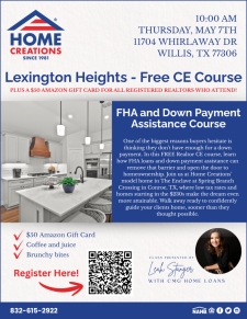 FREE CE Class in Willis, TX - FHA and Down Payment Assistance