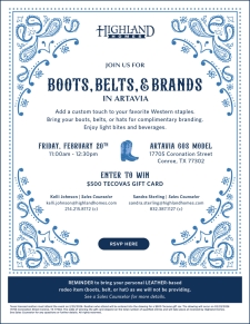 Head out to Artavia on February 20th to Win a $500 Tecovas Gift Card 🤠 + Brand Your Boots!