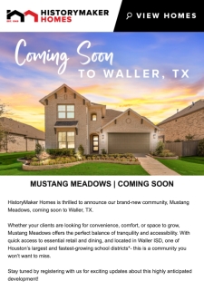Mustang Meadows: Discover a Community Your Clients Will Love in Waller, TX!