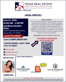 RSVP Today: Free CE Class at Lago Mar &bull; Davidson Homes!