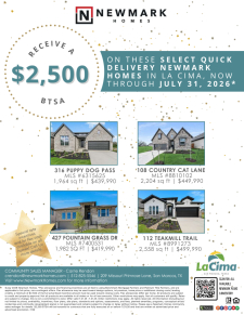 $2,500 BTSA in La Cima