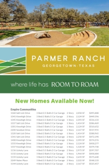 Inventory is Available From $370s– Parmer Ranch Georgetown!