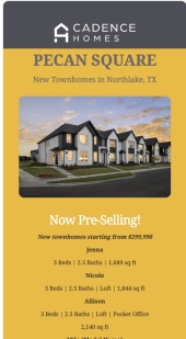 Cadence Homes Now Selling in Pecan Square!