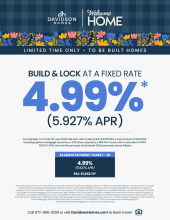 Build & Lock at a Fixed Rate of 4.99%* on To Be Built Homes - Limited Time Only!