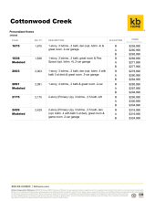 Cottonwood Creek Personal Home Price Sheet