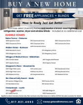 Purchase select inventory homes and receive free appliances and blinds!