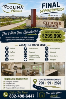 Final Opportunities in Cypress Green