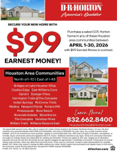 $99 Earnest Money in Northeast Houston