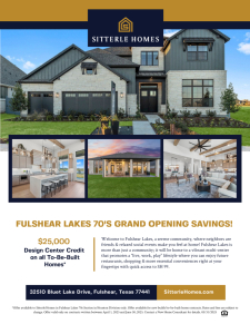 Receive Up to $25K in Design Center Credit in Fulshear Lakes