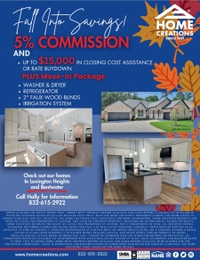 5% Commission and Huge Buyer Incentives in Willis and Conroe!