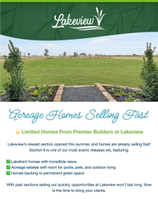 Acreage & Lakefront Homes for Your Clients at Lakeview