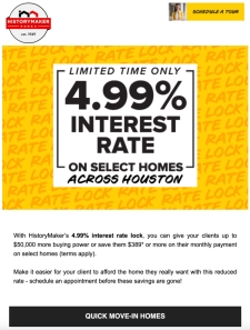New Homes at 4.99% Interest Across Houston
