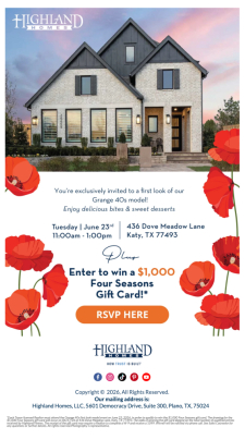RSVP Today! Highland Homes First Look Model Event in Grange 40s