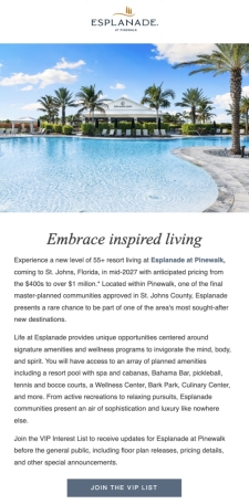 55+ resort living is coming to St. Johns, Florida