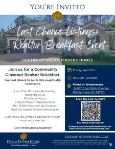 Realtor Closeout Breakfast at Palms at Windermere