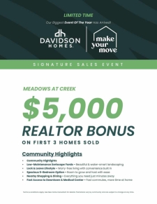 $5k Realtor Bonus at Meadows at Oak Creek