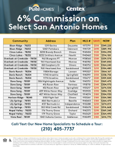 6% Commission on Select Pulte & Centex Homes