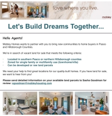 Let's Build Dreams Together... We're Looking for Land!